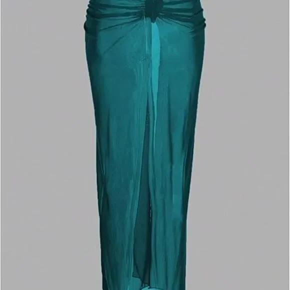 Women's Strapless Bandeau Swimsuits High Waisted Bikini Sets with Beach Sarong S - Picture 4 of 6